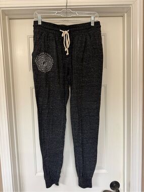 Alternative Black Marled Joggers with White Drawstring and Mandala